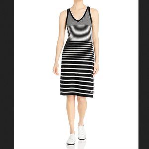 KARL LAGERFELD PARIS Striped Sleeveless Sweater Dress
